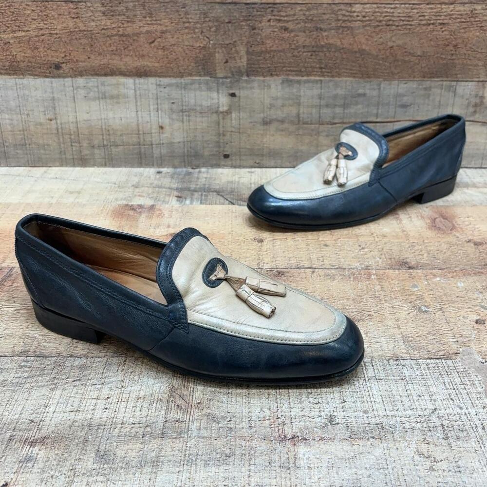 Bally Continentals Shoes Mens Size 8 M Black Leather Tassel Loafer Dress VTG